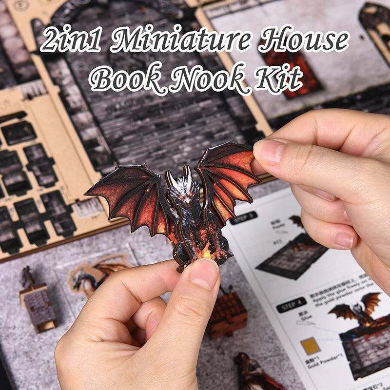 The Dragon Treasure Labyrinth – DIY Fantasy Book Nook Kit with LED Light