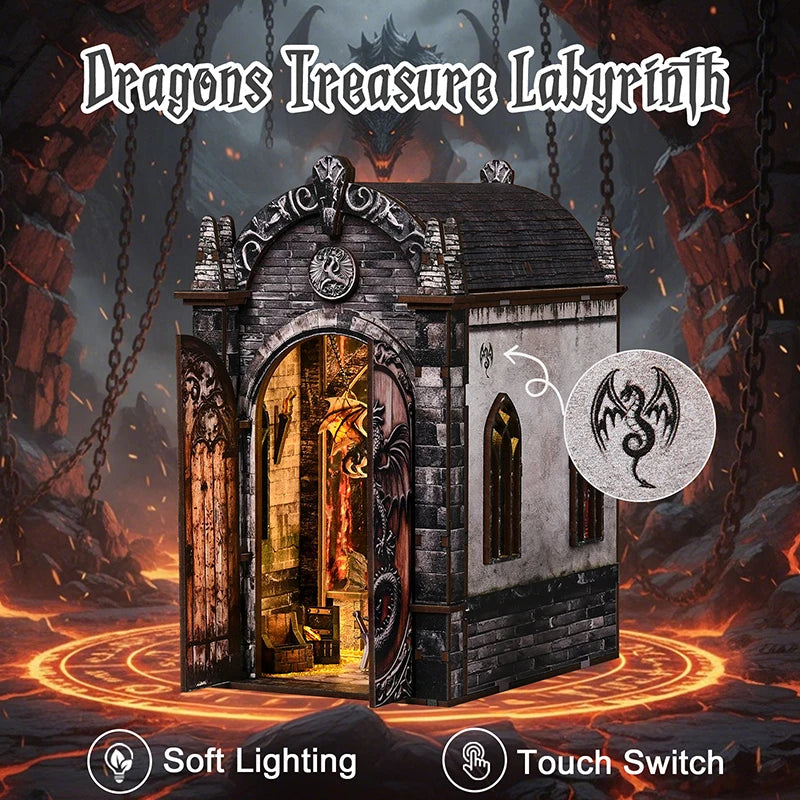 The Dragon Treasure Labyrinth – DIY Fantasy Book Nook Kit with LED Light