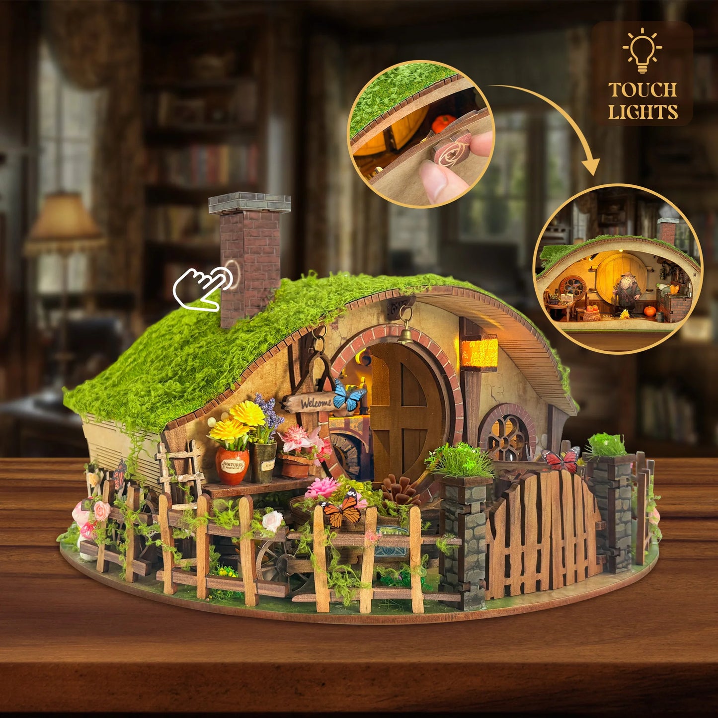 The Cozy Burrow Cottage – DIY Fantasy Miniature Kit with LED Light