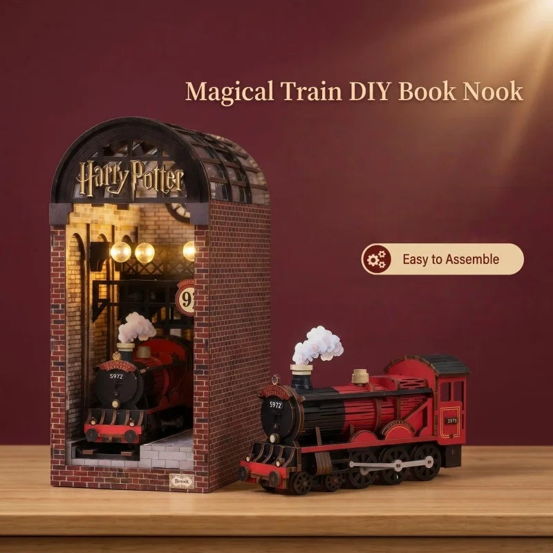 The Magical Train Station – DIY Book Nook Kit with LED Light