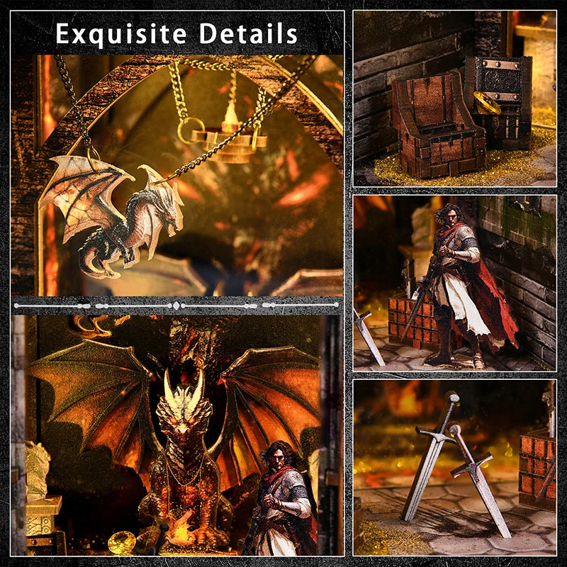 The Dragon Treasure Labyrinth – DIY Fantasy Book Nook Kit with LED Light