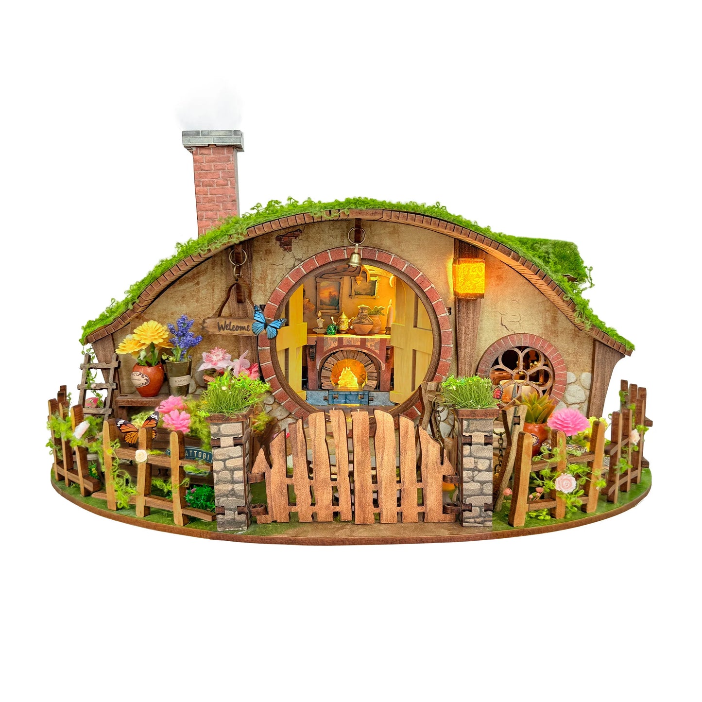 The Cozy Burrow Cottage – DIY Fantasy Miniature Kit with LED Light